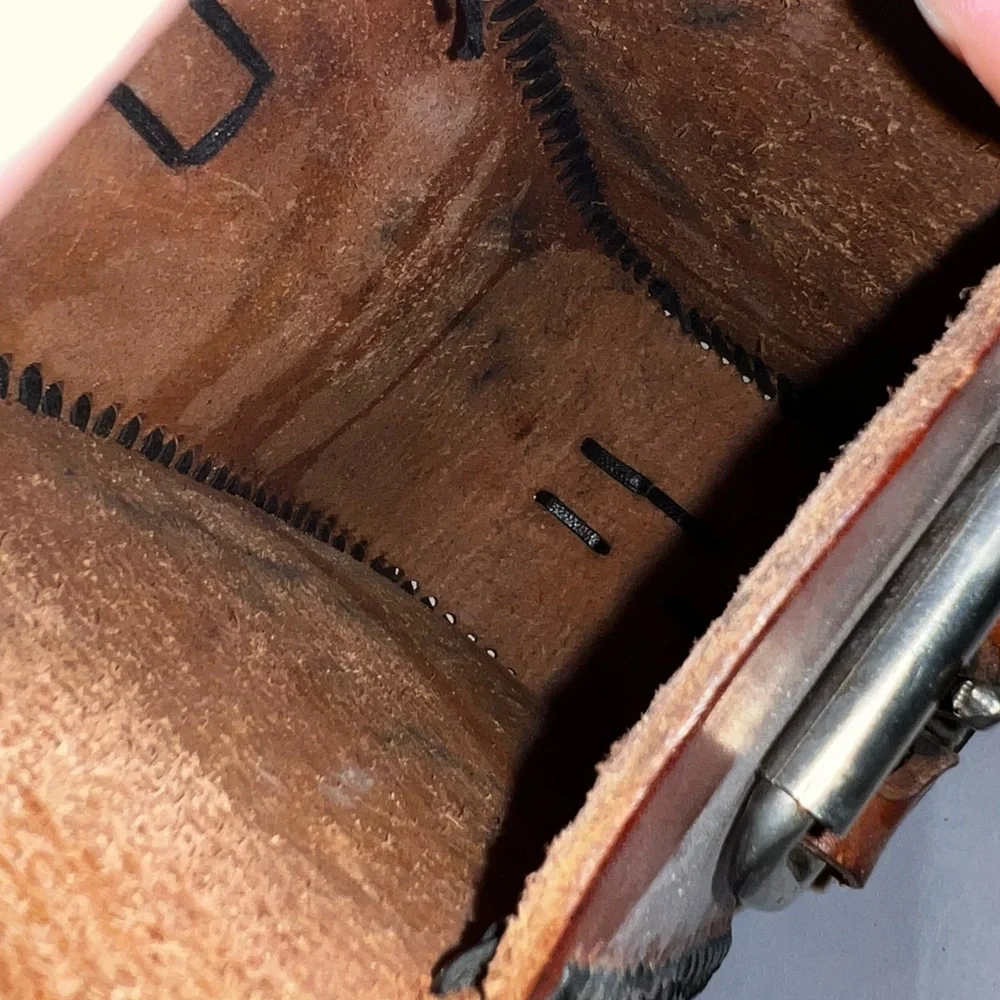 Vintage Belt Bag Handmade Brown Genuine Leather Buckle Bag Satchel Bag - Picture 13 of 15